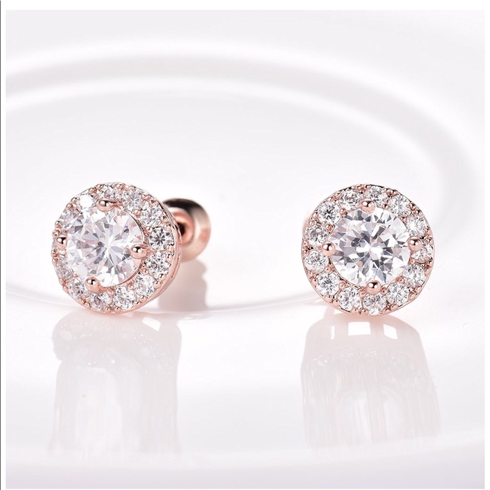 New Rose Gold Diamond Stud Earrings